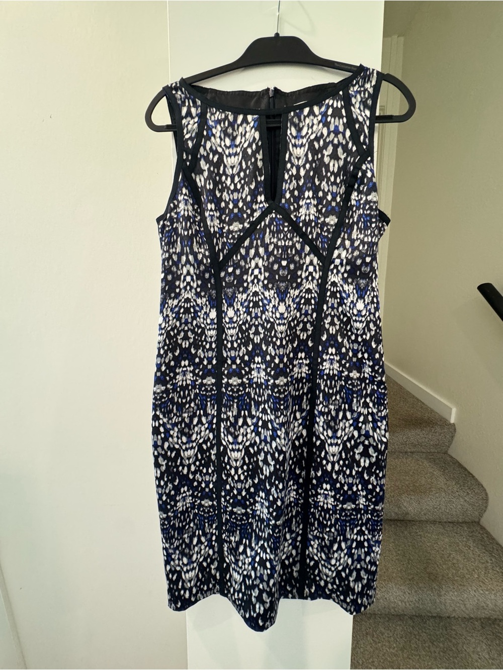 Susana Monaco Women’s Navy and White Patterned Sleeveless Dress
